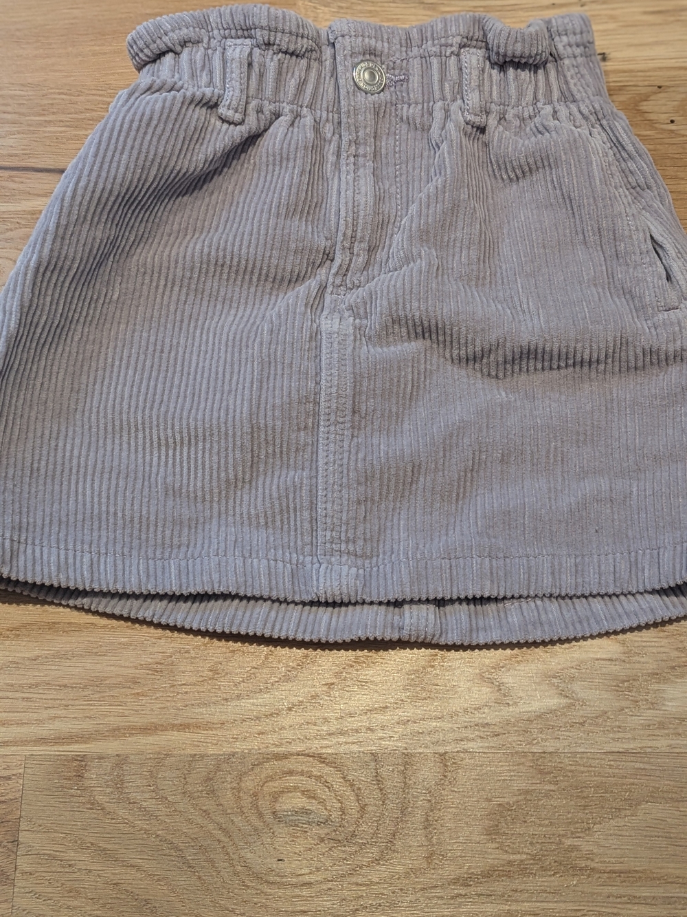 Zara Corduroy Paperbag Waist Skirt in Light Grey